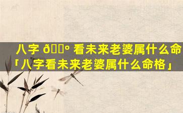 八字 🐺 看未来老婆属什么命「八字看未来老婆属什么命格」